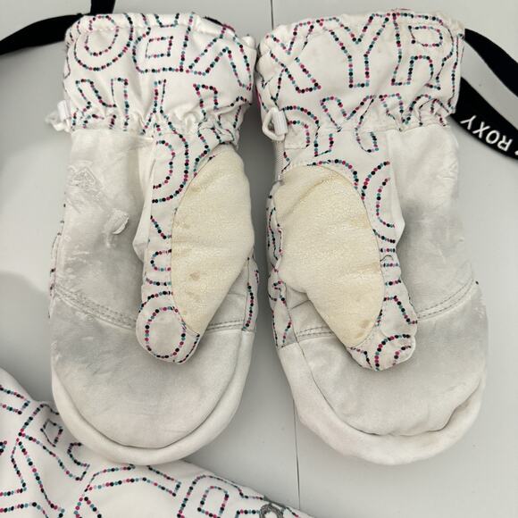 ROXY Girls Winter Jacket Coat Size 10 White 5K Silver With Matching Mittens - Picture 6 of 8